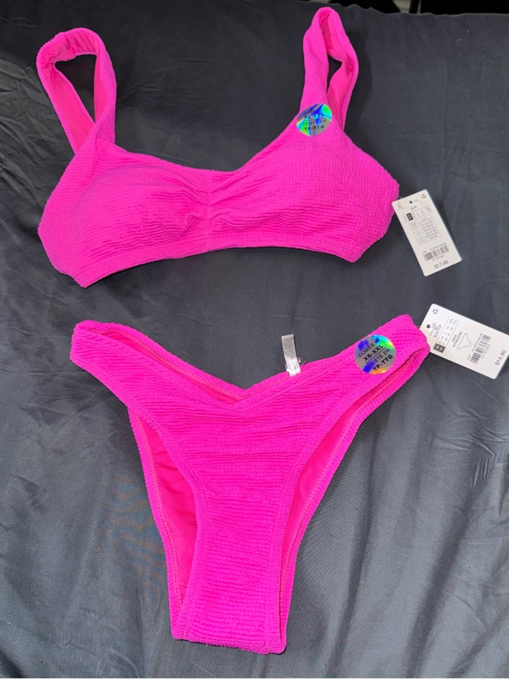 Ardene Neon Pink Textured Bikini Bottom